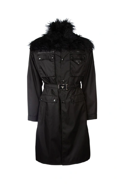 Shop Prada Belted Coat In F0806