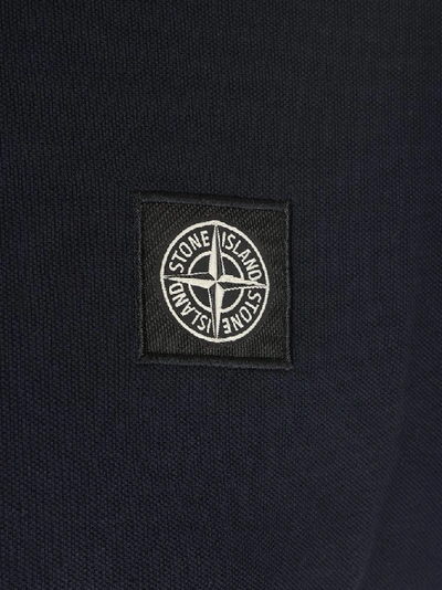 Shop Stone Island Logo Patch Polo Shirt In Blue