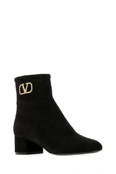 Shop Valentino Vlogo Ankle Boots In Black