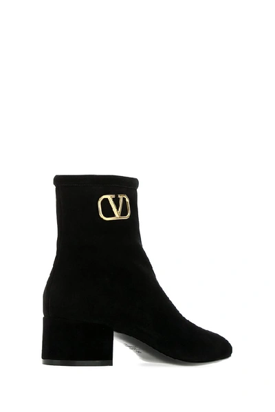 Shop Valentino Vlogo Ankle Boots In Black