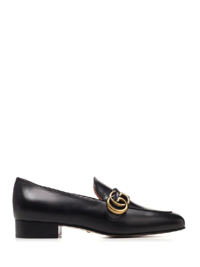 Shop Gucci Gg Marmont Loafers In Black