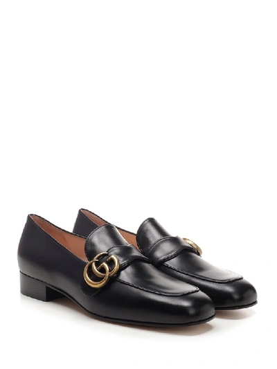 Shop Gucci Gg Marmont Loafers In Black