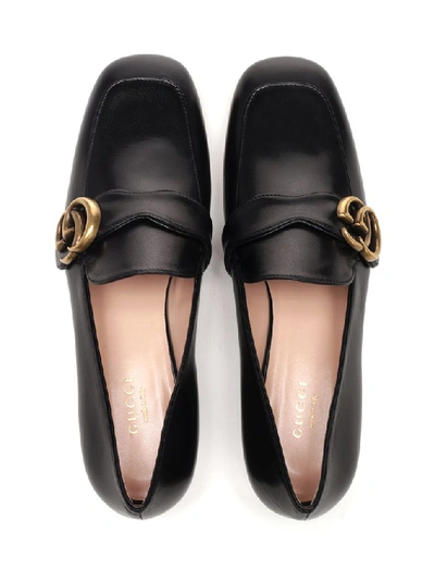 Shop Gucci Gg Marmont Loafers In Black