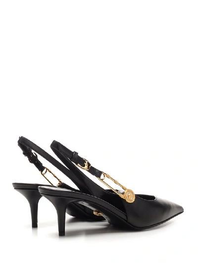 Shop Versace Medusa Plaque Slingback Pumps In Black