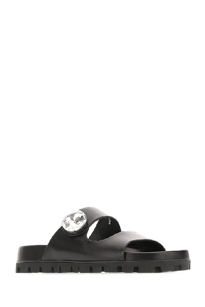 Shop Miu Miu Crystal Detail Sandals In Black