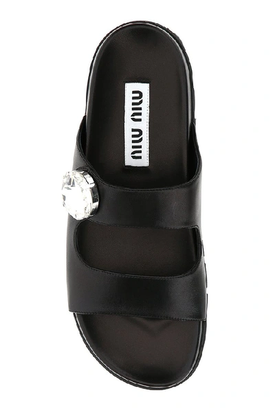 Shop Miu Miu Crystal Detail Sandals In Black