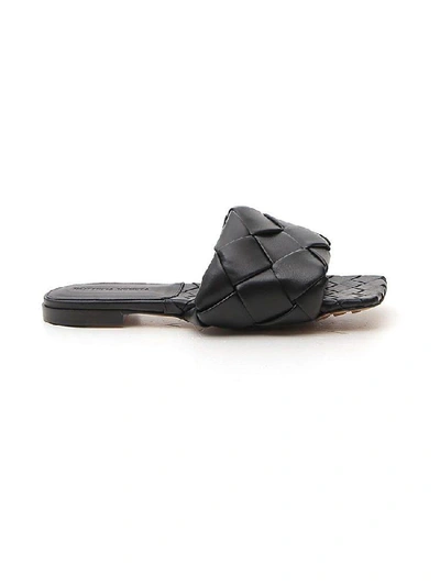 Shop Bottega Veneta Intrecciato Flat Sandals In Black