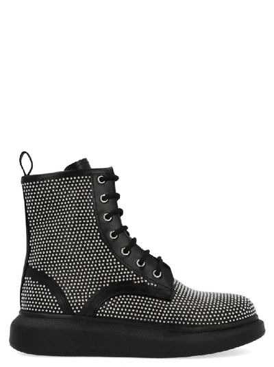 Shop Alexander Mcqueen Strass Combat Boots In Black