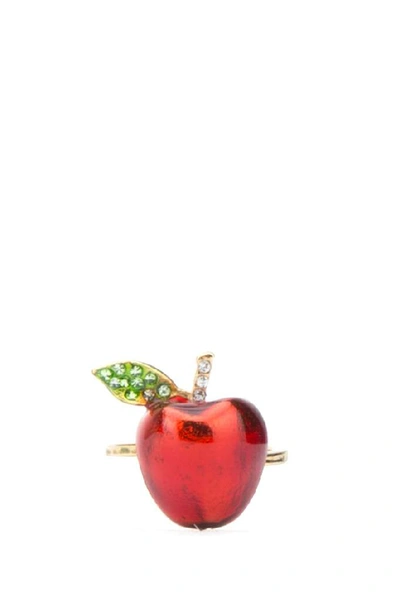 Shop Miu Miu Crystal Embellished Apple Ring In F0225