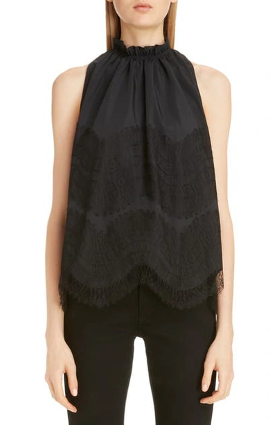 Shop Givenchy Lace Detail Taffeta Top In Black