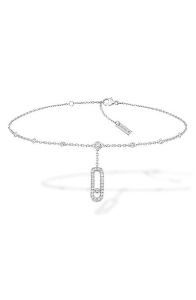 Shop Messika Move Uno Pave Diamond Anklet In White Gold/ Diamond