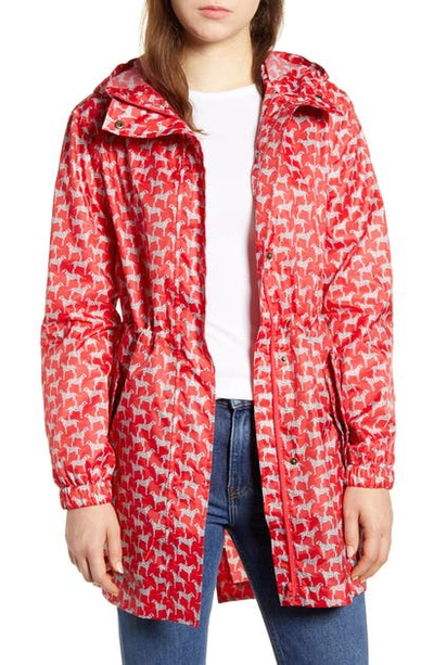 Shop Joules Print Waterproof Packaway Raincoat In Reddog