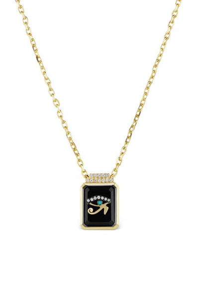 Shop Sorellina Sorelina Pave Signet Diamond Pendant Necklace In Gold/ Teal