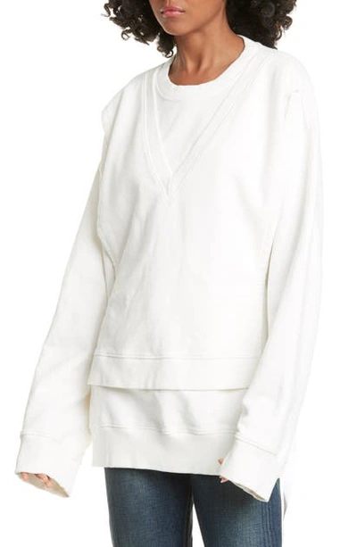 Shop Mm6 Maison Margiela Layered Logo Sweatshirt In Off White