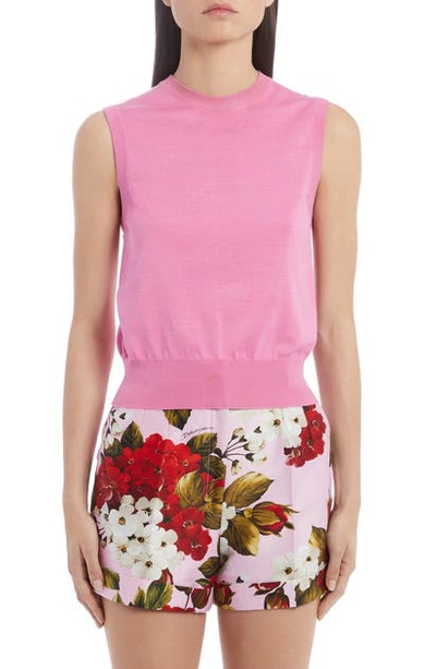 Shop Dolce & Gabbana Silk Sweater Shell In Pink