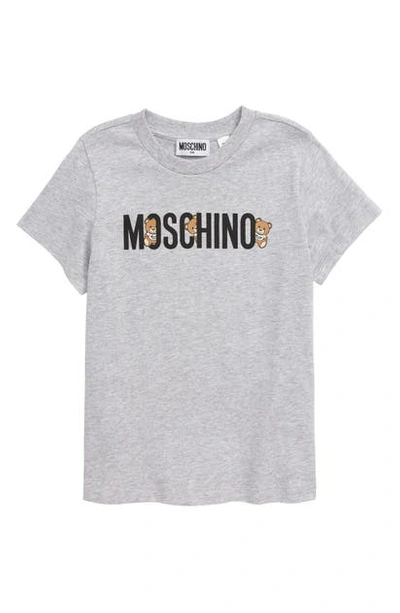Shop Moschino Hiding Bears Graphic Tee In Grey