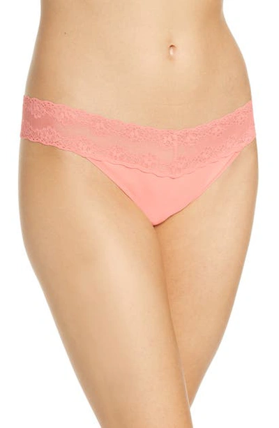 Shop Natori Bliss Perfection Thong In Peach Pink/ Pnk