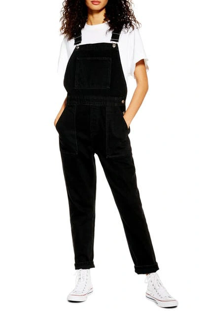 Topshop Moto Overalls In Washed Black | ModeSens