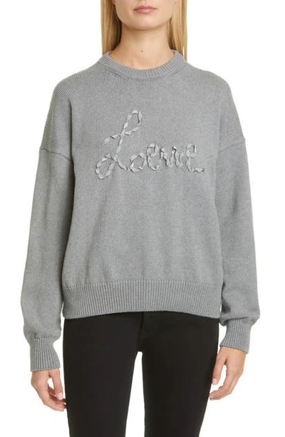 Shop Loewe Ribbon Logo Cotton Sweater In Grey