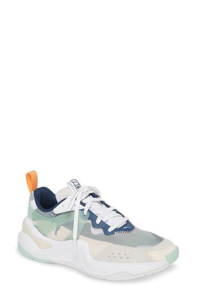 Puma Rise Mesh Sneakers With Logo In White/mist Green/cantaloupe | ModeSens