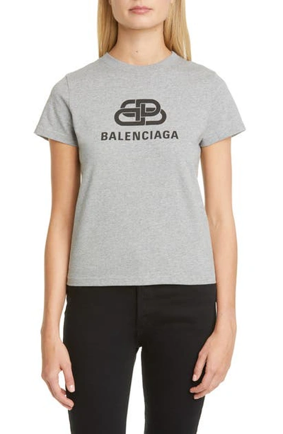 Shop Balenciaga Logo Graphic Tee In Anthracite