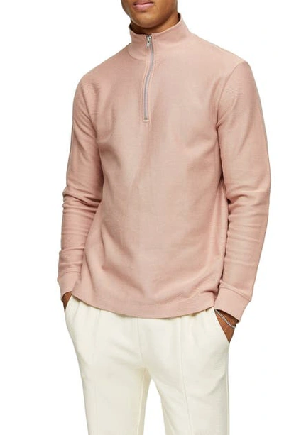 Shop Topman Quarter Zip Pullover In Pink