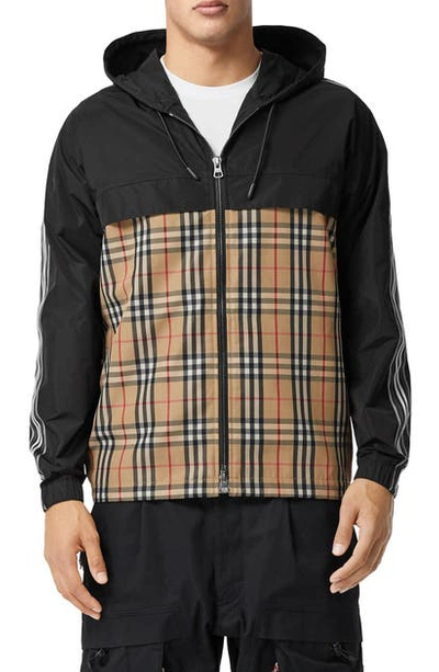 Shop Burberry Compton Check Hooded Jacket In Archive Beige Ip Chk
