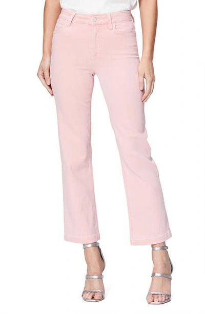 Shop Paige Atley High Waist Ankle Flare Jeans In Pink Bloom