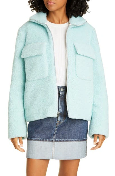 Shop Helmut Lang Teddy Faux Fur Wool Blend Bomber In Foam