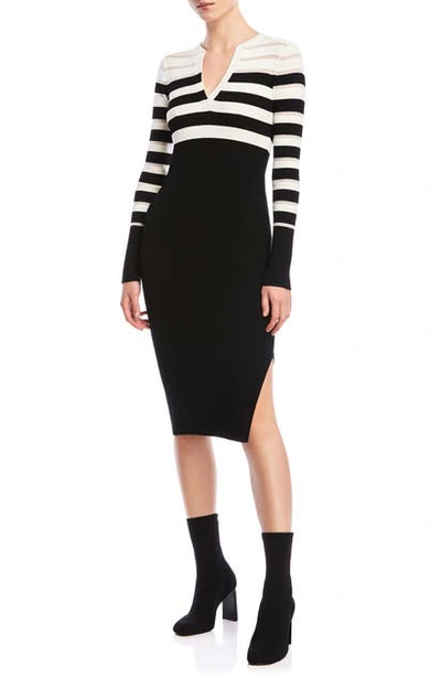 Shop Bailey44 Candice Long Sleeve Sweater Dress In Black/ Creme Fraiche