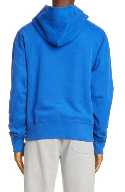Shop Helmut Lang Logo Embroidered Hoodie In Azurite