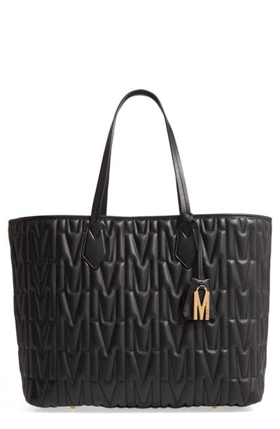 Shop Moschino M-quilted Leather Tote In Fantasy Print Black