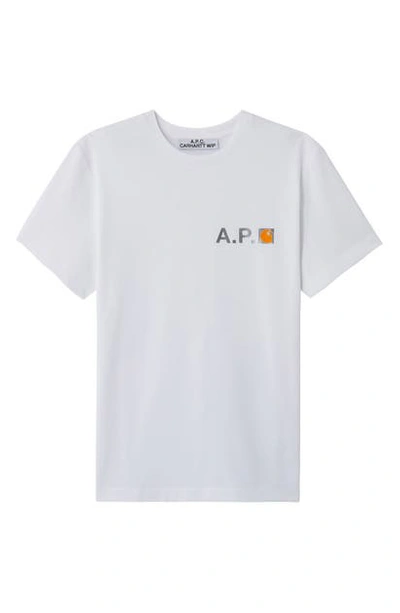 Shop Apc X Carhartt Work In Progress Fire T-shirt In White
