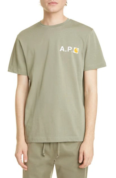 Shop Apc X Carhartt Work In Progress Fire T-shirt In Brown