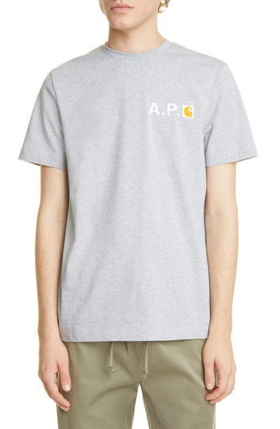 Shop Apc X Carhartt Work In Progress Fire T-shirt In Grey