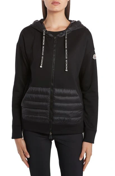 Shop Moncler Quilted Down Hoodie In Black