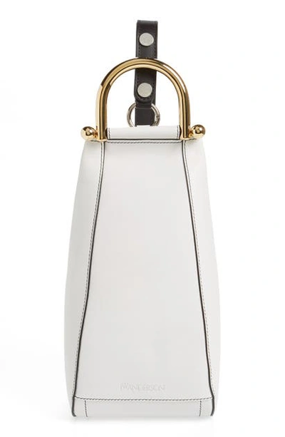 Shop Jw Anderson Small Wedge Leather Shoulder Bag In Off White