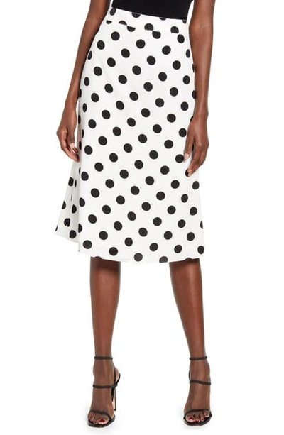 Shop English Factory Polka Dot Midi Skirt In White/ Black Dot