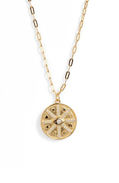 Shop Argento Vivo Sentimental Medallion Pendant Necklace In Gold