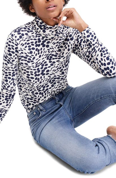 Shop J.crew Wavy Dots Tissue Turtleneck In Print Dalmation