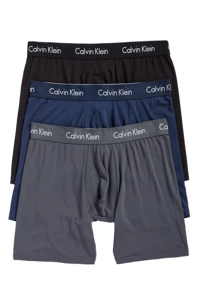 Shop Calvin Klein Body 3-pack Stretch Modal Boxer Briefs In Blue Shadow/ Mink/ Black