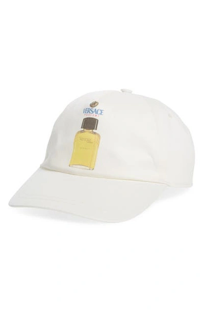 Shop Versace Perfume Baseball Cap In Bianco Ottico