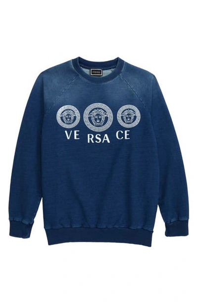 Shop Versace Medusa Graphic Sweatshirt In Dark Blue