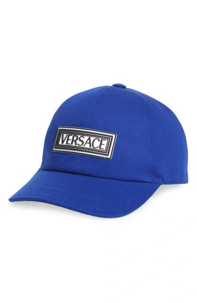 Shop Versace Logo Baseball Cap In Bluette