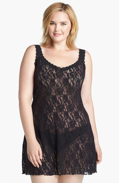 Shop Hanky Panky Stretch Lace Chemise In Black