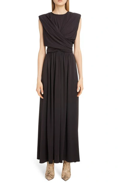 Shop Isabel Marant Drape Bodice Jersey Maxi Dress In Black