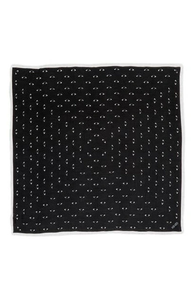 Shop Kenzo Eye Graphic Fringe Square Scarf In Ink