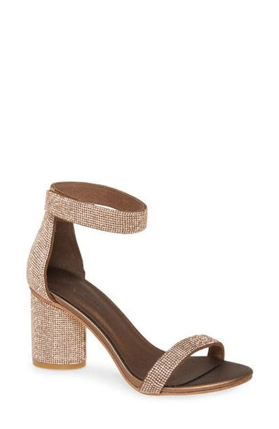 Shop Jeffrey Campbell Laura Crystal Embellished Ankle Strap Sandal In Bronze Combo