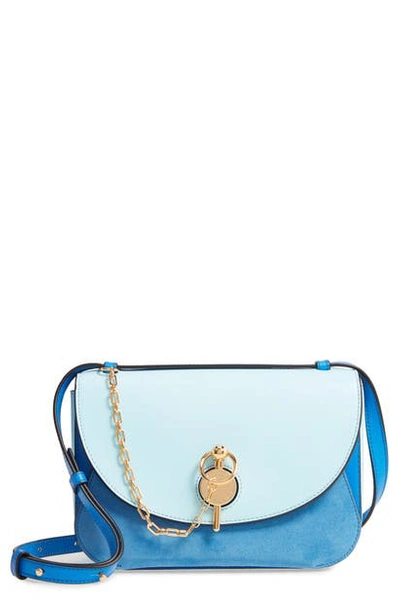 Shop Jw Anderson Keyts Colorblock Leather Crossbody Bag In Ice Blue