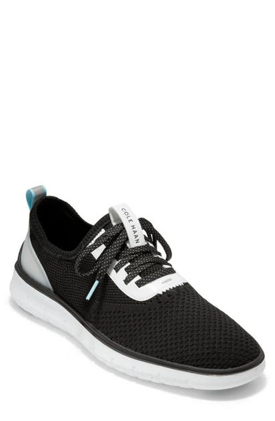 Shop Cole Haan Generation Zerogrand Stitchlite Sneaker In Black Knit/ Transparent/ White